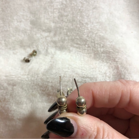 Vintage Mexican silver and bronze wrapped half hoops - Picture 5 of 8